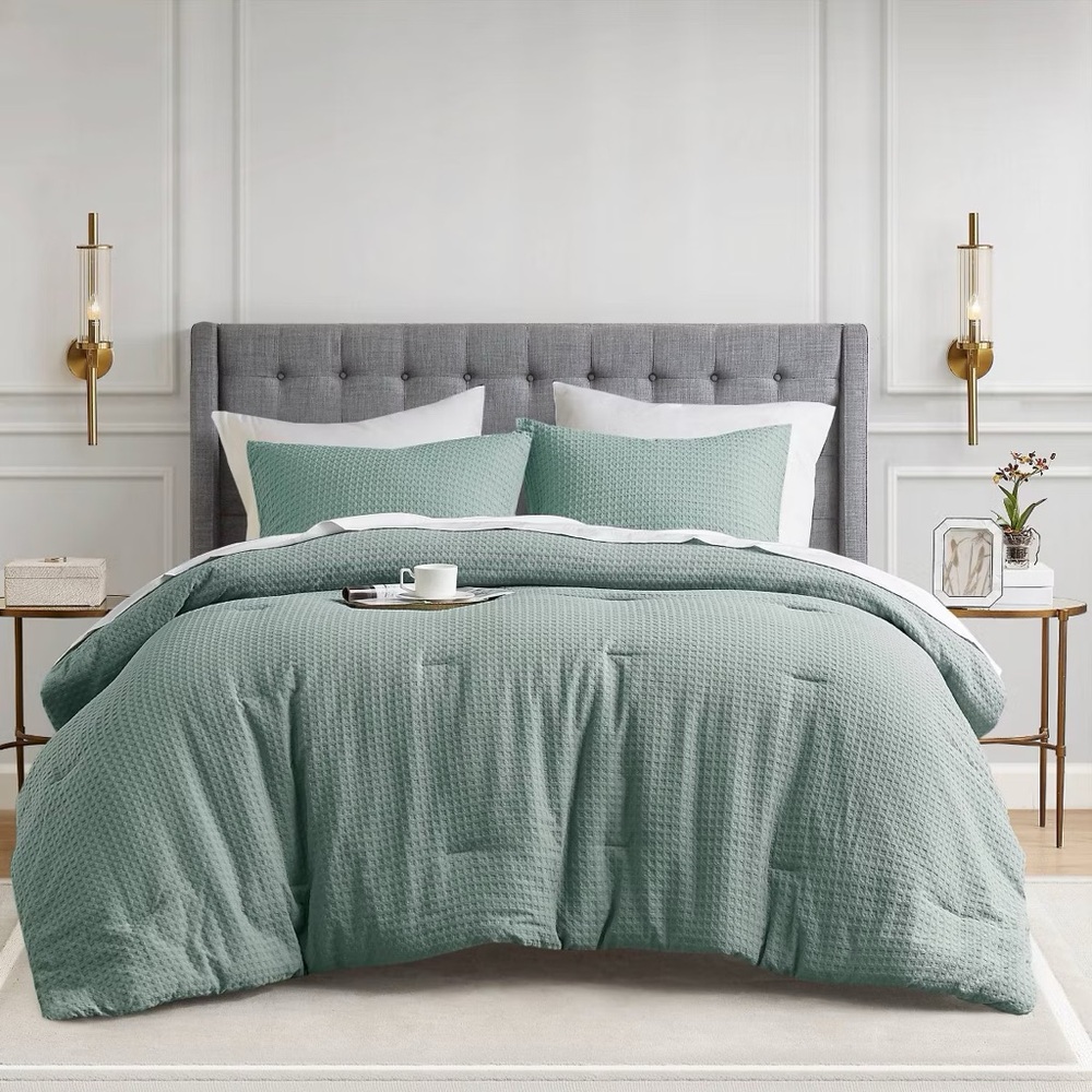 510 Design Mina Waffle Weave Textured 3 Pieces King Size Duvet Cover
